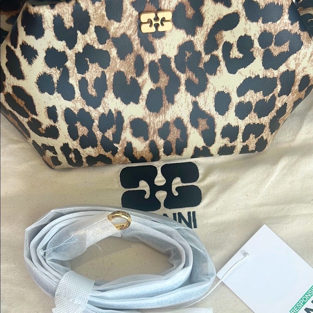 Ganni Bou Brown Leopard Print Bag - Picture 11 of 11